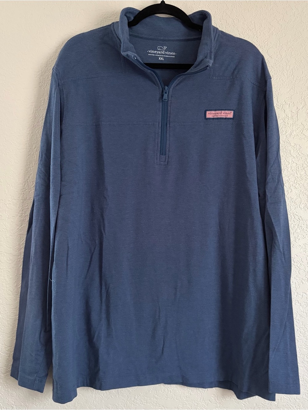Vineyard Vines Men's Size XXL Blue Long Sleeve Henley Casual 1/4 Zip Sweater